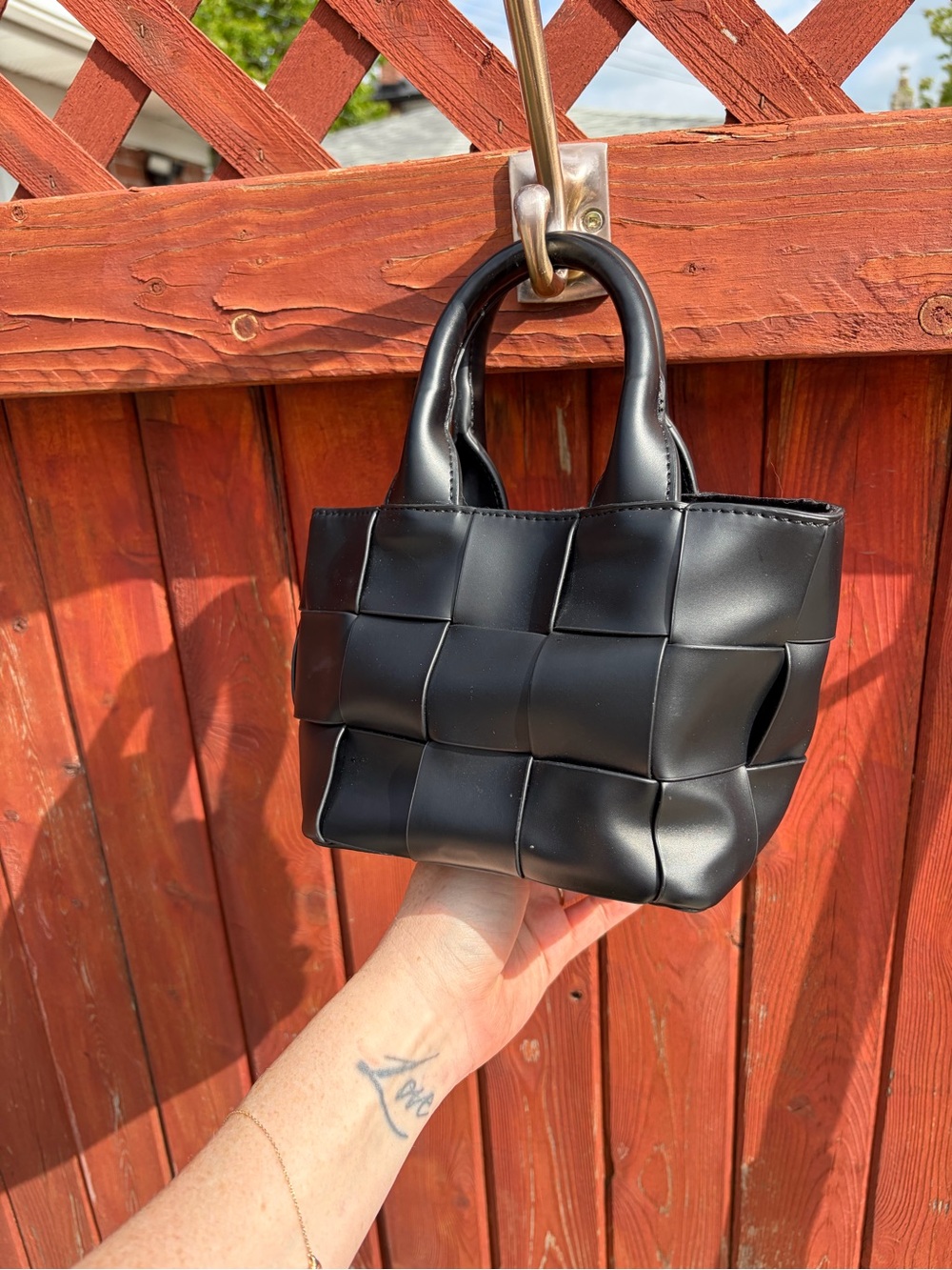 OAK + FORT Black Woven Mini Tote